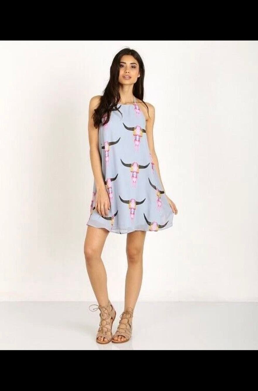 Show Me Your Mumu Gomez Mini Dress XS Lite Bright Bull Western Festival